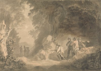 Kontinentale Szene - Briganten im Hinterhalt, die auf eine Kutsche warten von Samuel Davis