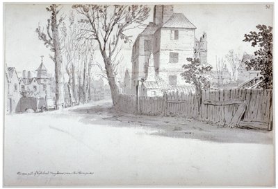 Ansicht des oberen Teils der St Marylebone High Street und der Mautstelle, London, 1772 von Samuel Hieronymus Grimm