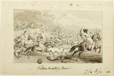 Tataren jagen Hirsche (recto); Muschel (verso) von Samuel Howett