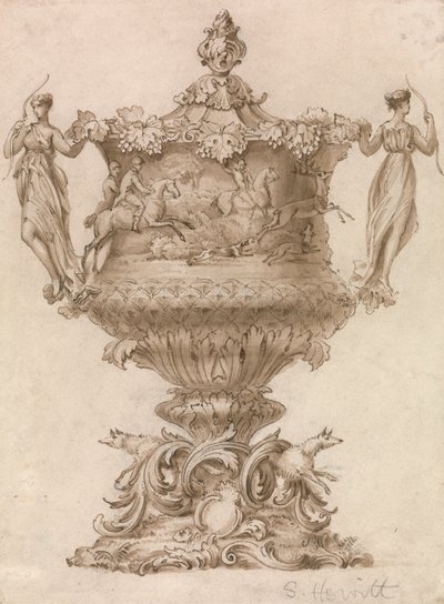Entwurf für eine Jagdtrophäe oder einen Liebespokal von Samuel Howitt