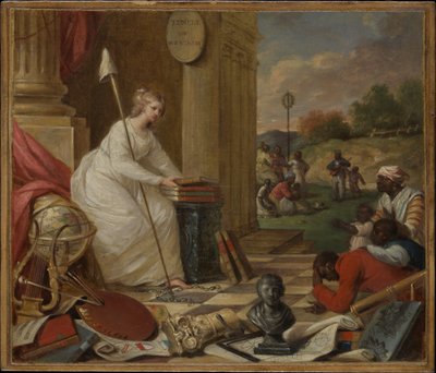 Studie für Liberty, die die Künste und Wissenschaften zeigt, oder Der Genius von Amerika, der die Emanzipation der Schwarzen fördert, ca. 1791-92 von Samuel Jennings