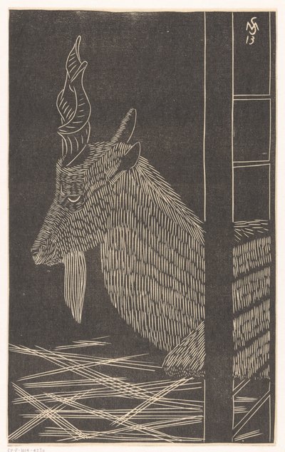 Markhor-Ziege (Sitzendes Hirsch in einem Käfig) von Samuel Jessurun de Mesquita
