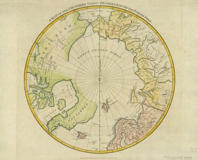 Eine Karte der Länder dreißig Grad um den Nordpol, aus 