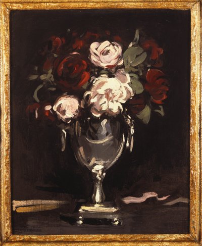 Rote und weiße Rosen in einer Silberurne von Samuel John Peploe