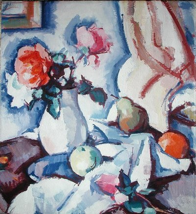 Rosen in einer weißen Vase von Samuel John Peploe