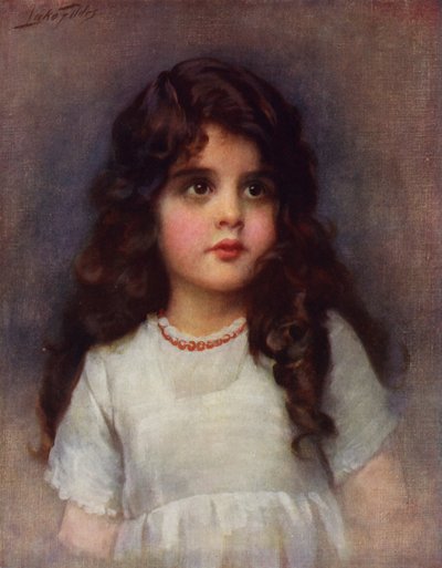 Curly Locks: Porträt eines hübschen jungen Mädchens mit langen dunklen Locken von Samuel Luke (after) Fildes