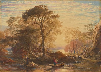 Sir Guyon mit dem Palmer, verführt von Phaedria, auf die verzauberten Inseln zu landen von Samuel Palmer