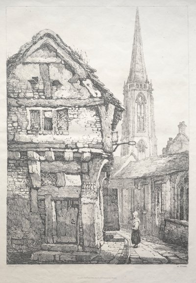 Eine Reihe alter Gebäude und ländlicher Hütten im Norden Englands: In York, Straße neben der Klostermauer von Samuel Prout