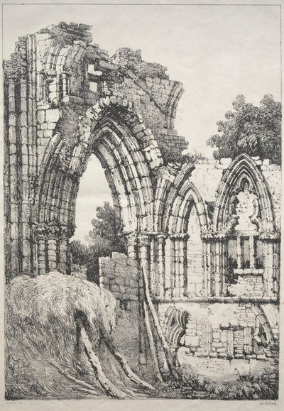 Eine Reihe alter Gebäude und ländlicher Hütten im Norden Englands: In York, Ruinen von Samuel Prout