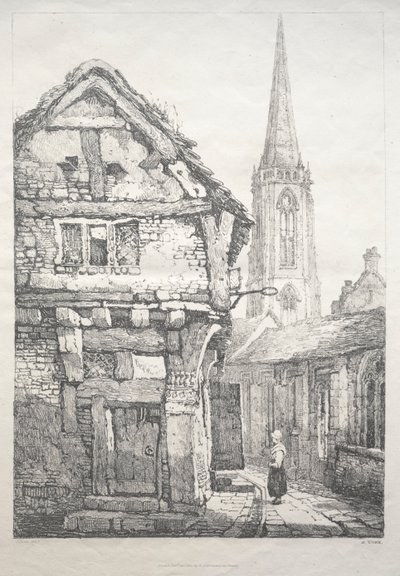 Eine Serie von alten Gebäuden und ländlichen Cottages im Norden Englands: In York, Straße..., 1821 von Samuel Prout