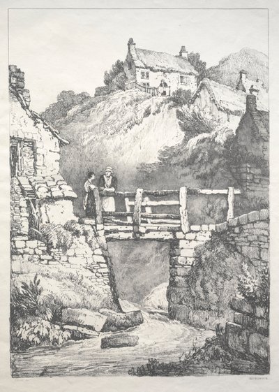 Eine Serie alter Gebäude und ländlicher Cottages im Norden Englands: Runswick, 1821 von Samuel Prout