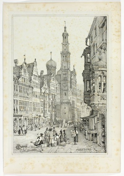 Augsburg, aus Faksimiles von Skizzen aus Flandern und Deutschland von Samuel Prout