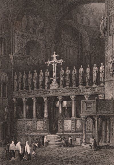 Ikonostase in der Basilika San Marco, Venedig, Venetien, Italien, Stahlstich nach einer Zeichnung von Samuel Prout von Samuel Prout