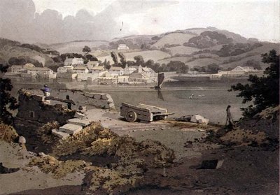 Landschaft mit Fluss und Dorf von Samuel Prout