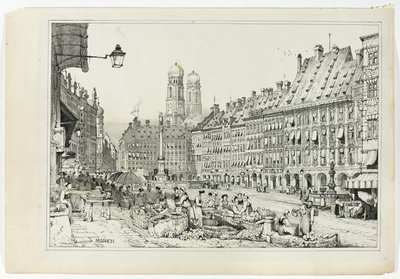 München, aus Faksimiles von Skizzen aus Flandern und Deutschland von Samuel Prout