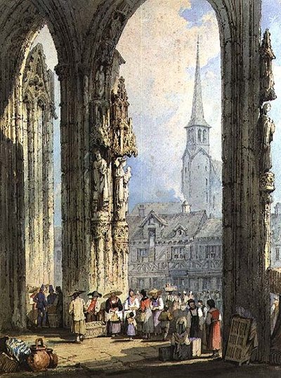 Szene von einer Kirchenvorhalle von Samuel Prout