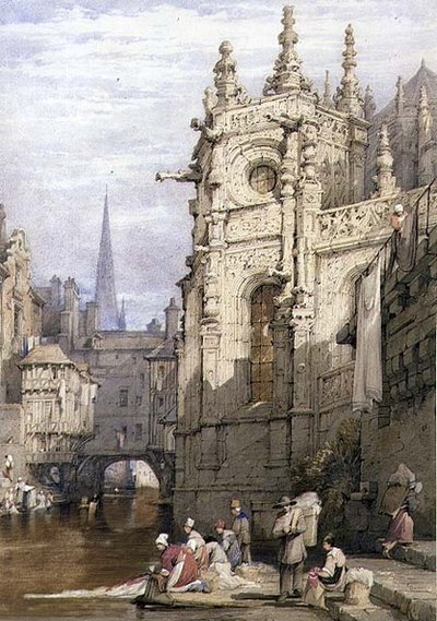Szene mit Wäscherinnen von Samuel Prout