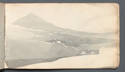 Skizzenbuch: "Gebirgige Landschaft mit Brücke" von Samuel Prout