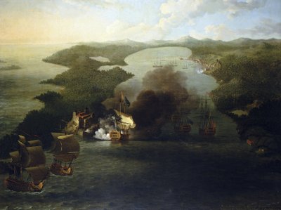 Kolonialkriege Spaniens: Eroberung von Porto Bello (oder Puerto Bello), 21. November von Samuel Scott