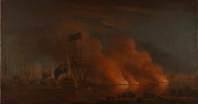 Französische Feuerflöße greifen die britische Flotte vor Quebec an, 28. Juni 1759 von Samuel Scott