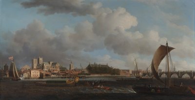 Westminster von Lambeth, mit der Zeremonialbarke der Ironmongers