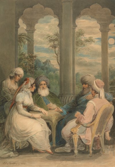 Prinz Rasselas und seine Schwester unterhalten sich in ihrem Sommerpalast am Ufer des Nils von Samuel Shelley
