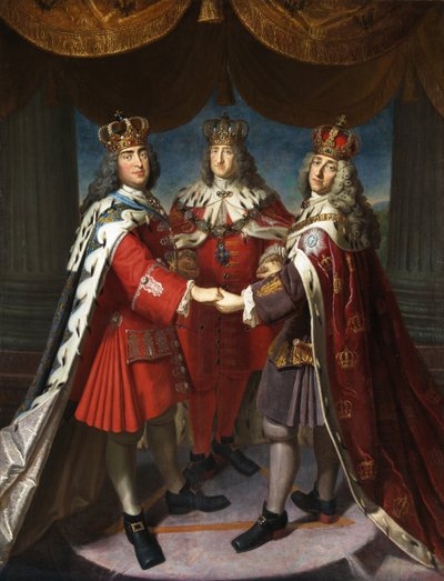 Allianz der Könige Friedrich I. in Preußen, August II. der Starke und Friedrich IV. von Dänemark, 1709 von Samuel Theodor Gericke