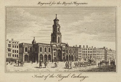 Die Vorderseite der Royal Exchange in der City of London von Samuel Wale