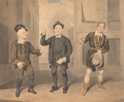 Eine Szene aus einem Stück - Drei Schauspieler von Samuel de Wilde