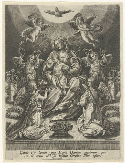 Madonna mit Kind umgeben von Engeln von Samuel van Hoogstraten
