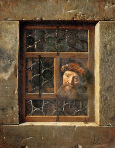 Alter Mann am Fenster von Samuel van Hoogstraten