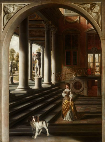 Perspektivische Ansicht mit einer Frau, die einen Brief liest, ca. 1670 von Samuel van Hoogstraten