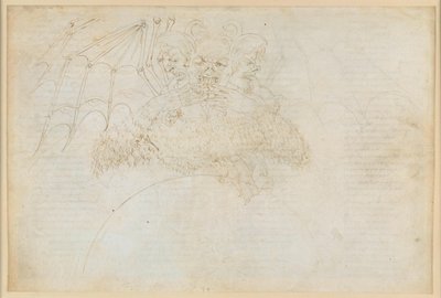 La Divina Commedia, Inferno XXXIV (1): Zentrum der Hölle: Luzifer im Eis der Giudecca, Judas, Brutus und Cassius zermalmend von Sandro Botticelli