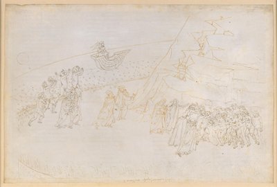 La Divina Commedia, Purgatorio III. Vorpurgatorium: Buße der im Kirchenbann Verstorbenen; Gespräch mit Manfred von Hohenstaufen von Sandro Botticelli