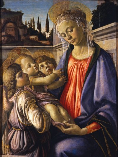 Die Jungfrau und das Kind mit zwei Engeln, ca. 1470 von Sandro Botticelli
