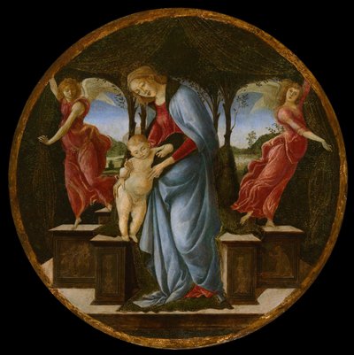 Jungfrau und Kind mit zwei Engeln, 1485-1495 von Sandro Botticelli