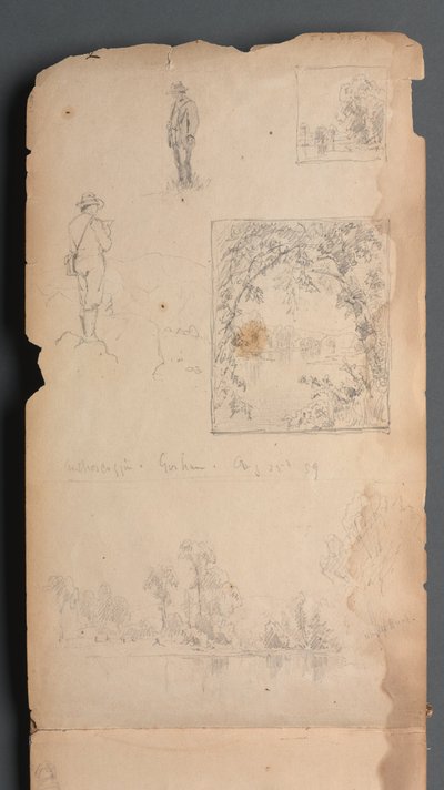 Skizzenbuch, Seite 01: Selbstporträts mit Vignetten von Sanford Robinson Gifford