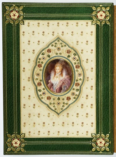 Ein ovales Porträt von Königin Elisabeth I. von Sangorski and Sutcliffe