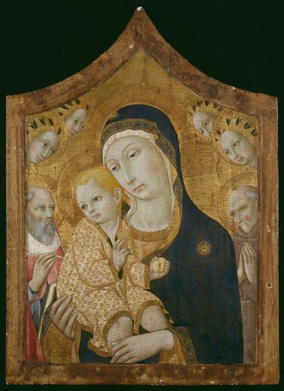 Jungfrau und Kind mit den Heiligen Hieronymus, Bernardino von Siena und Engeln von Sano di Pietro