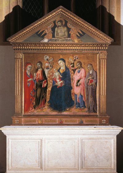 Madonna mit Kind und Heiligen und Christus in Pieta von Sano di also Ansano di Pietro di Mencio Pietro
