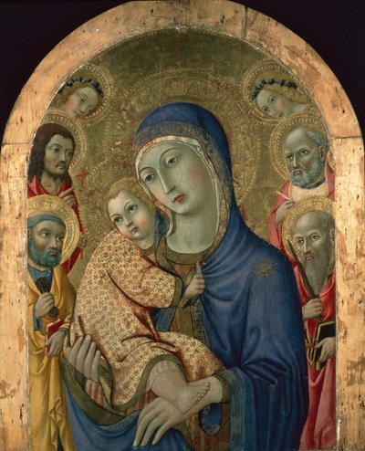 Die Madonna und das Kind mit Heiligen und Engeln von Sano di also Ansano di Pietro di Mencio Pietro