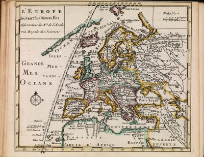 Karte aus der Kartensammlung der Nationalbibliothek. Die Karte wurde (1690-1708) herausgegeben und zeigt Europa von Sanson chez Mortier