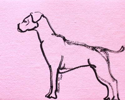 Rosa Boxer Linienkunst von Santhosh ch