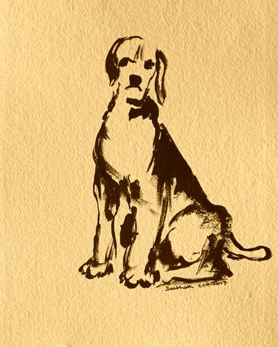 Sitzende Beagle Skizze von Santhosh ch