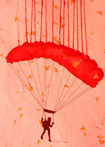 Fallschirmspringer unter Blüten von Santhosh ch