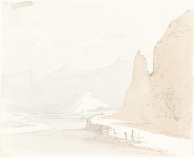 Schweizer Landschaft mit einem Dorf in der Ferne von Sarah Grace Lushington