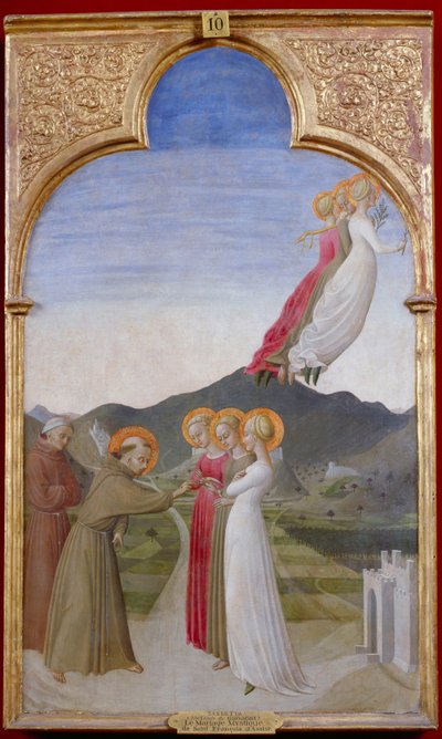 Die mystische Hochzeit des heiligen Franziskus von Assisi, 1444 von Sassetta