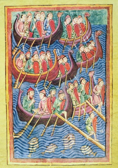 Wikinger landen in England während der zweiten Migrationswelle von Scandinavian School