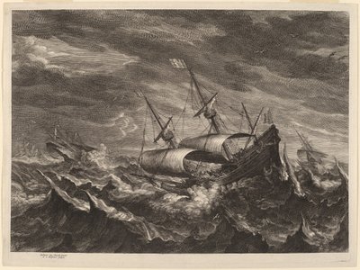 Segelboote in einem Sturm von Schelte Adams Bolswert after Andries van Eertvelt