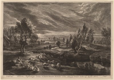 Landschaft mit einem Dorf von Schelte Adams Bolswert after Sir Peter Paul Rubens